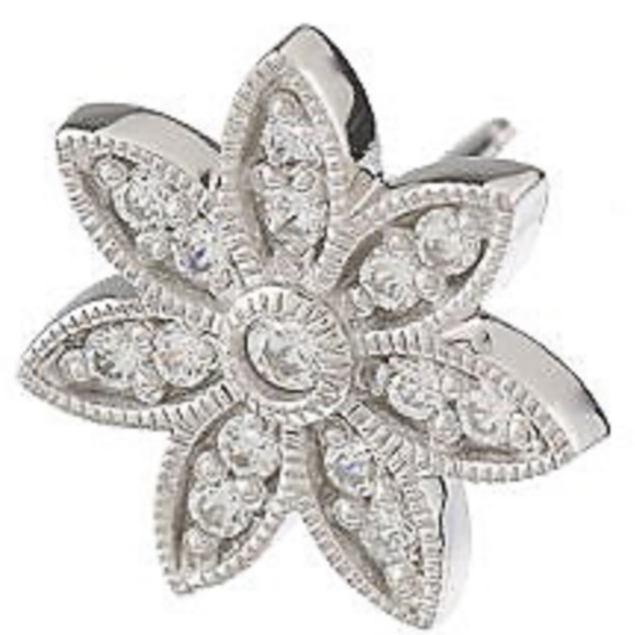 QVC Epiphany Platinum Clad Diamonique Flower Button Earrings. 0147 - Picture 5 of 5